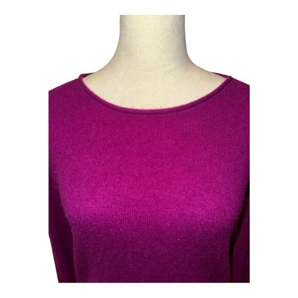 CHRISTOPHER FISCHER 100% Cashmere Oversized Magenta Hi/Low Crewneck Sweater Sz.M - Picture 6 of 8